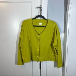 Pacificotton Pacific Cotton Lime V-Neck Button Cardigan 100% cotton Lagenlook Sm